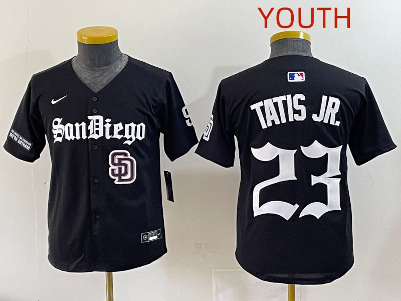 Youth 2025 San Diego Padres #23 Tatis jr Black Five generations Joint Name Nike MLB Jersey style 19